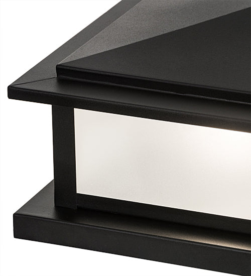 Meyda Lighting Seneca 25" 4-Light Flat Black Prime Outdoor Pier Mount Light With Clear Frosted Shade Glass