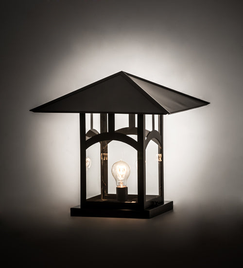 Meyda Lighting Seneca 25" Craftsman Brown Hill Top Outdoor Pier Mount Light With Clear Shade Glass