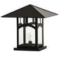 Meyda Lighting Seneca 25" Craftsman Brown Hill Top Outdoor Pier Mount Light With Clear Shade Glass