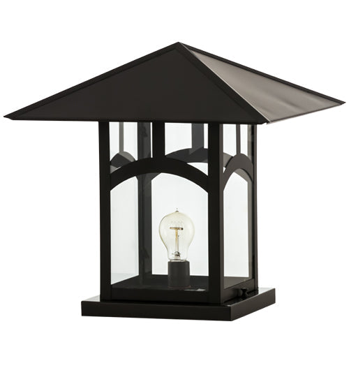 Meyda Lighting Seneca 25" Craftsman Brown Hill Top Outdoor Pier Mount Light With Clear Shade Glass