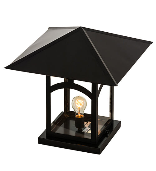 Meyda Lighting Seneca 25" Craftsman Brown Hill Top Outdoor Pier Mount Light With Clear Shade Glass