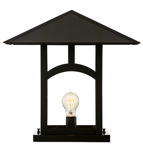 Meyda Lighting Seneca 25" Craftsman Brown Hill Top Outdoor Pier Mount Light With Clear Shade Glass