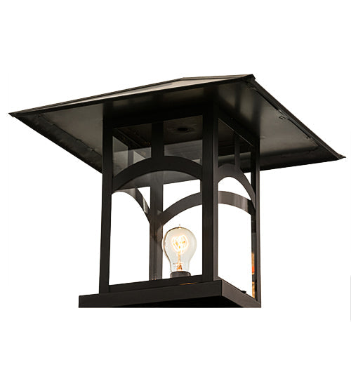 Meyda Lighting Seneca 25" Craftsman Brown Hill Top Outdoor Pier Mount Light With Clear Shade Glass