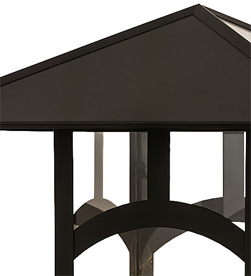 Meyda Lighting Seneca 25" Craftsman Brown Hill Top Outdoor Pier Mount Light With Clear Shade Glass