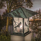 Meyda Lighting Seneca 25" Verdigris Song Bird Outdoor Pier Mount Light With Clear Raindrop Shade Glass
