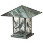 Meyda Lighting Seneca 25" Verdigris Song Bird Outdoor Pier Mount Light With Clear Raindrop Shade Glass