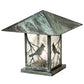 Meyda Lighting Seneca 25" Verdigris Song Bird Outdoor Pier Mount Light With Clear Raindrop Shade Glass