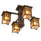 Meyda Lighting Seneca 26" 4-Light Bronze Window Pane Chandelier With Amber Mica Shade Glass