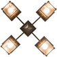 Meyda Lighting Seneca 26" 4-Light Bronze Window Pane Chandelier With Amber Mica Shade Glass