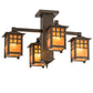 Meyda Lighting Seneca 26" 4-Light Bronze Window Pane Chandelier With Amber Mica Shade Glass