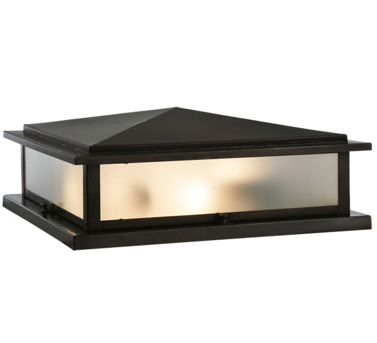 Meyda Lighting Seneca 26" 4-Light Craftsman Brown Prime Outdoor Pier Mount Light With Clear Frosted Shade Glass