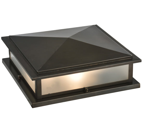 Meyda Lighting Seneca 26" 4-Light Craftsman Brown Prime Outdoor Pier Mount Light With Clear Frosted Shade Glass