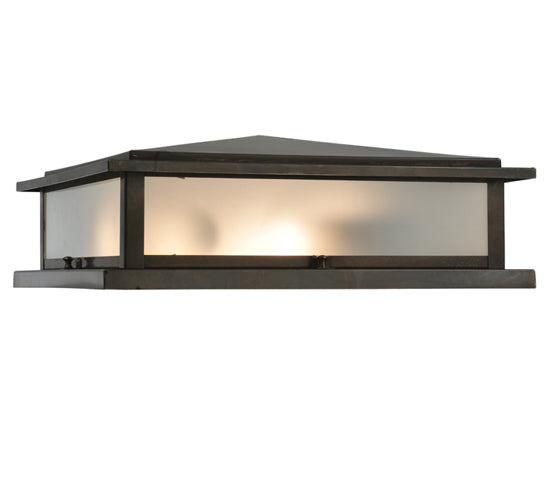 Meyda Lighting Seneca 26" 4-Light Craftsman Brown Prime Outdoor Pier Mount Light With Clear Frosted Shade Glass