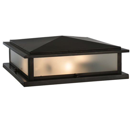 Meyda Lighting Seneca 26" 4-Light Craftsman Brown Prime Outdoor Pier Mount Light With Clear Frosted Shade Glass