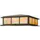 Meyda Lighting Seneca 29" 4-Light Craftsman Brown Double Bar Mission Pier Mount Light With Beige Iridescent Art Shade Glass
