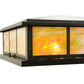 Meyda Lighting Seneca 29" 4-Light Craftsman Brown Double Bar Mission Pier Mount Light With Beige Iridescent Art Shade Glass