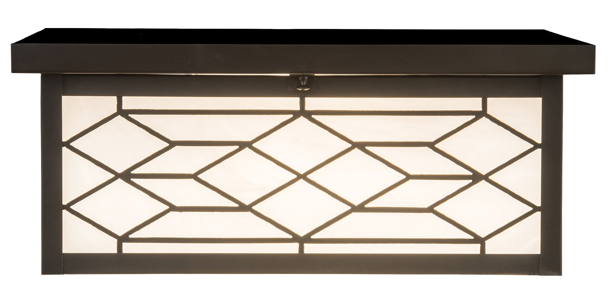 Meyda Lighting Seneca 29" 4-Light Craftsman Brown Ponte Flush Mount Light With White Art Shade Glass