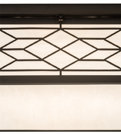 Meyda Lighting Seneca 29" 4-Light Craftsman Brown Ponte Flush Mount Light With White Art Shade Glass