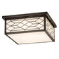 Meyda Lighting Seneca 29" 4-Light Craftsman Brown Ponte Flush Mount Light With White Art Shade Glass
