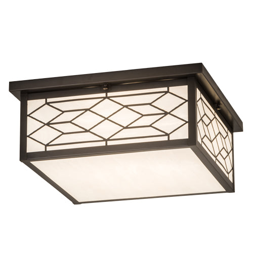 Meyda Lighting Seneca 29" 4-Light Craftsman Brown Ponte Flush Mount Light With White Art Shade Glass