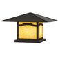 Meyda Lighting Seneca 31" 2-Light Craftsman Brown Mountain View Outdoor Pier Mount Light With Beige Art Shade Glass