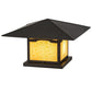 Meyda Lighting Seneca 31" 2-Light Craftsman Brown Mountain View Outdoor Pier Mount Light With Beige Art Shade Glass