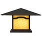 Meyda Lighting Seneca 31" 2-Light Craftsman Brown Mountain View Outdoor Pier Mount Light With Beige Art Shade Glass
