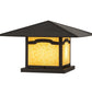 Meyda Lighting Seneca 31" 2-Light Craftsman Brown Mountain View Outdoor Pier Mount Light With Beige Art Shade Glass