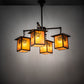 Meyda Lighting Seneca 32" 4-Light Craftsman Brown Winter Pine Chandelier With Amber Mica Shade Glass