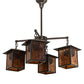 Meyda Lighting Seneca 32" 4-Light Craftsman Brown Winter Pine Chandelier With Amber Mica Shade Glass