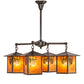 Meyda Lighting Seneca 32" 4-Light Craftsman Brown Winter Pine Chandelier With Amber Mica Shade Glass