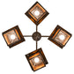 Meyda Lighting Seneca 32" 4-Light Craftsman Brown Winter Pine Chandelier With Amber Mica Shade Glass