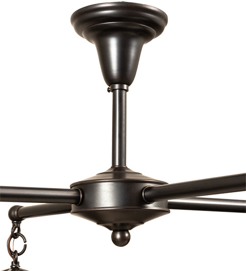 Meyda Lighting Seneca 32" 4-Light Craftsman Brown Winter Pine Chandelier With Beige Shade Glass