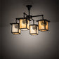 Meyda Lighting Seneca 32" 4-Light Craftsman Brown Winter Pine Chandelier With Beige Shade Glass