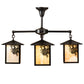 Meyda Lighting Seneca 32" 4-Light Craftsman Brown Winter Pine Chandelier With Beige Shade Glass