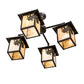 Meyda Lighting Seneca 32" 4-Light Craftsman Brown Winter Pine Chandelier With Beige Shade Glass