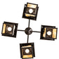 Meyda Lighting Seneca 32" 4-Light Craftsman Brown Winter Pine Chandelier With Beige Shade Glass