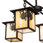 Meyda Lighting Seneca 32" 4-Light Craftsman Brown Winter Pine Chandelier With Beige Shade Glass