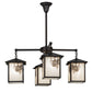 Meyda Lighting Seneca 32" 4-Light Craftsman Brown Winter Pine Chandelier With White Opalescent Shade Glass