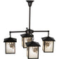 Meyda Lighting Seneca 32" 4-Light Craftsman Brown Winter Pine Chandelier With White Opalescent Shade Glass