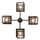 Meyda Lighting Seneca 32" 4-Light Craftsman Brown Winter Pine Chandelier With White Opalescent Shade Glass