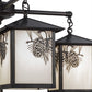 Meyda Lighting Seneca 32" 4-Light Craftsman Brown Winter Pine Chandelier With White Opalescent Shade Glass