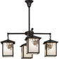 Meyda Lighting Seneca 32" 4-Light Craftsman Brown Winter Pine Chandelier With White Opalescent Shade Glass