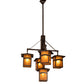 Meyda Lighting Seneca 32" 5-Light Craftsman Brown On Brass Mountain View Chandelier With Honey Art Shade Glass