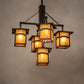 Meyda Lighting Seneca 32" 5-Light Craftsman Brown On Brass Mountain View Chandelier With Honey Art Shade Glass