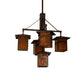 Meyda Lighting Seneca 32" 5-Light Craftsman Brown On Brass Mountain View Chandelier With Honey Art Shade Glass