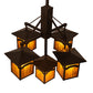 Meyda Lighting Seneca 32" 5-Light Craftsman Brown On Brass Mountain View Chandelier With Honey Art Shade Glass