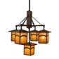 Meyda Lighting Seneca 32" 5-Light Craftsman Brown On Brass Mountain View Chandelier With Honey Art Shade Glass