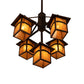 Meyda Lighting Seneca 32" 5-Light Craftsman Brown On Brass Mountain View Chandelier With Honey Art Shade Glass