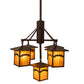 Meyda Lighting Seneca 32" 5-Light Craftsman Brown On Brass Mountain View Chandelier With Honey Art Shade Glass